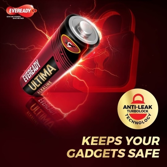 Eveready Ultima Alkaline AA Battery, 400% Longer Lasting, Anti-Leak Turbolock Technology, Eco-Friendly Batteries for High-Drain Devices Household Devices & Toys, Pack of 10