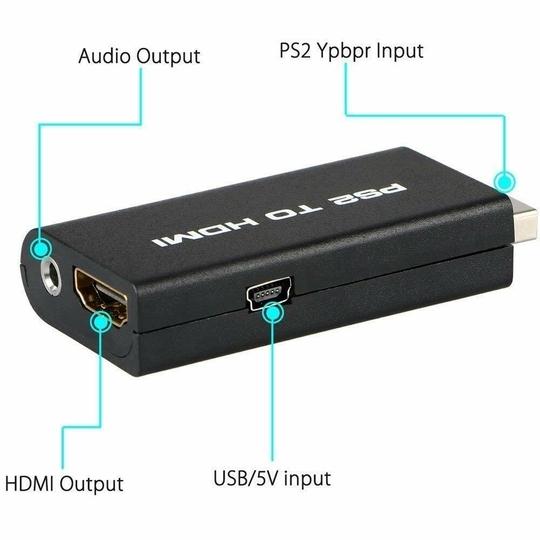 DKD G300 PS2 To HDMI Converter (Game To HDMI Video Audio Adapter)with 3.5mm Audio Output for HDTV HDMI Monitor Supports