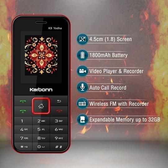 Karbonn K9 Yodha Dual Sim Keypad Mobile1800 mAh BatteryExpandable Memory up to 32GB (Red Warrior)