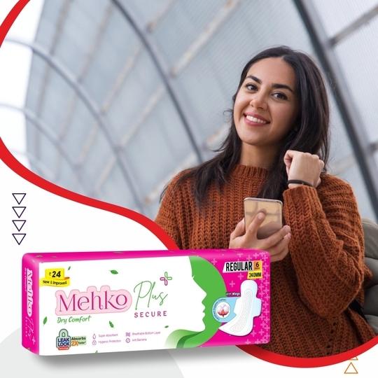 Mehko Plus Secure Sanitary Pads For Women with wings (Regular) 6 Pads Each,PACK OF 10 Sanitary Pad  (60 Pieces)
