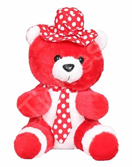 Tickles Polyester Animal Teddy Bear Wearing Tie and Hat Lightweight Soft Toy 18 cm 1 Month and Up