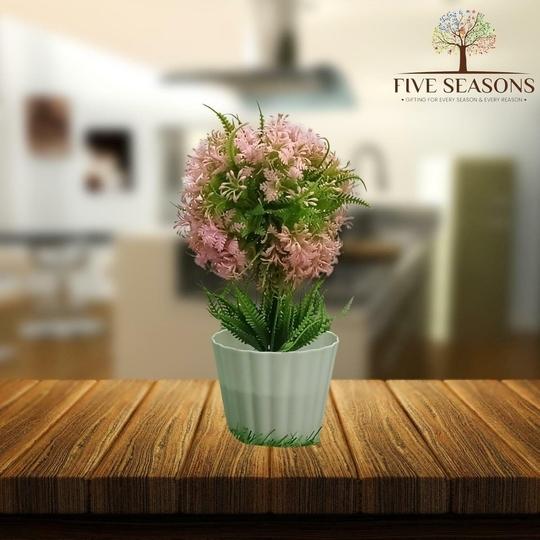 Five Seasons Artificial Pink Plants for Home Dcor| Artificial Plants with Pot | Artificial Plants for Decoration | Home Dcor Items for Living Room | Diwali Decoration Items Diwali Gifts
