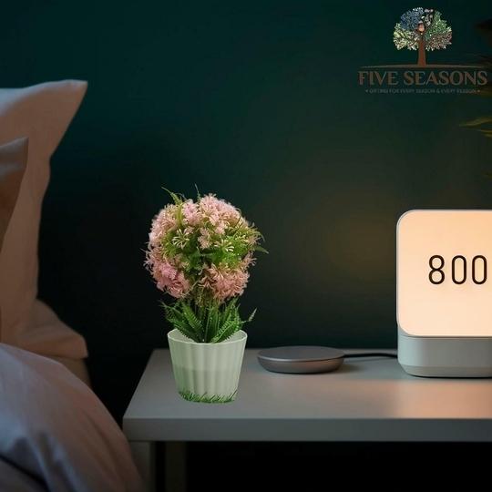Five Seasons Artificial Pink Plants for Home Dcor| Artificial Plants with Pot | Artificial Plants for Decoration | Home Dcor Items for Living Room | Diwali Decoration Items Diwali Gifts