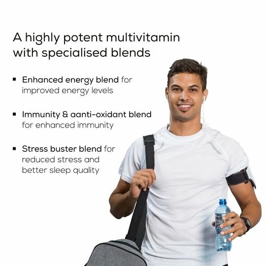 TrueBasics Advanced Multivitamin, Multivitamin for Men & Women, Energy Blend, Immunity Blend, Stress Buster Blend | Clinically Researched Ingredients & Herbal Extracts, 60 Multivitamin Tablets
