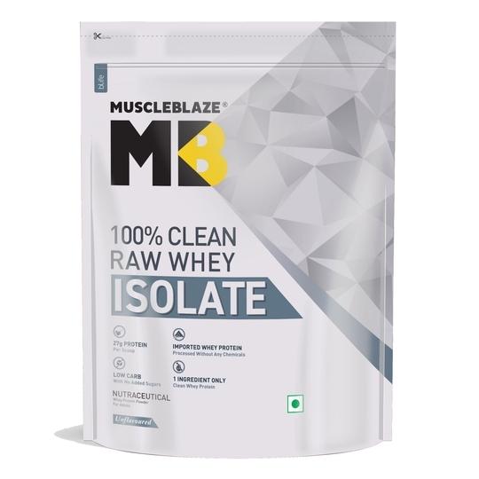 MuscleBlaze 100% Clean Raw Whey Isolate (Unflavoured, 2kg) | 27g Protein per Scoop | Easy to Digest