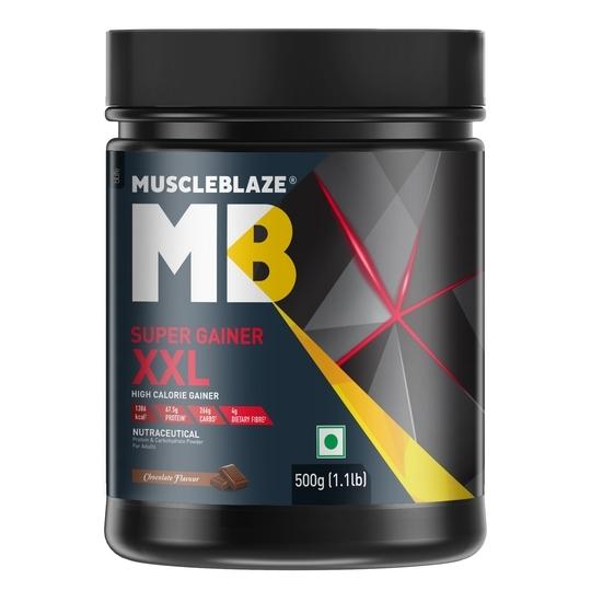 MuscleBlaze Super Gainer XXL, For Muscle Mass Gain (Chocolate, 500 g / 1.1 lb)