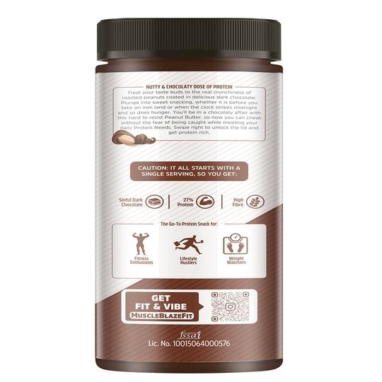 MuscleBlaze High Protein Peanut Butter with Pea Protein & Whey Protein Concentrate, Crunchy, 30 g Protein, Dark Chocolate Spread, 750 g
