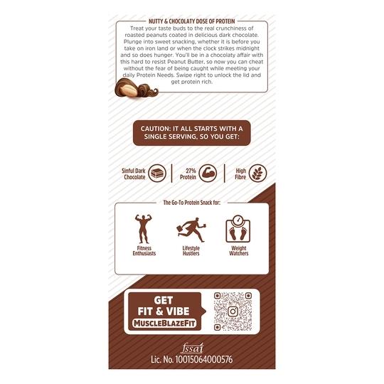 MuscleBlaze High Protein Peanut Butter with Pea Protein & Whey Protein Concentrate, Crunchy, 30 g Protein, Dark Chocolate Spread, 750 g