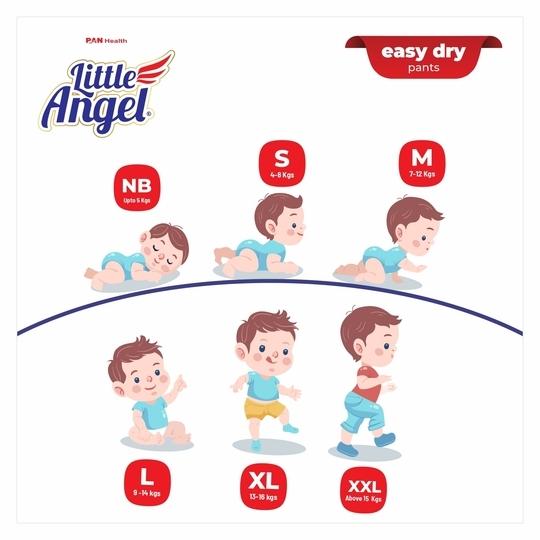 Little Angel Easy Dry Diaper Pants with 12 hrs absorption Large Size, 9-14 Kgs - L (62 Pieces)