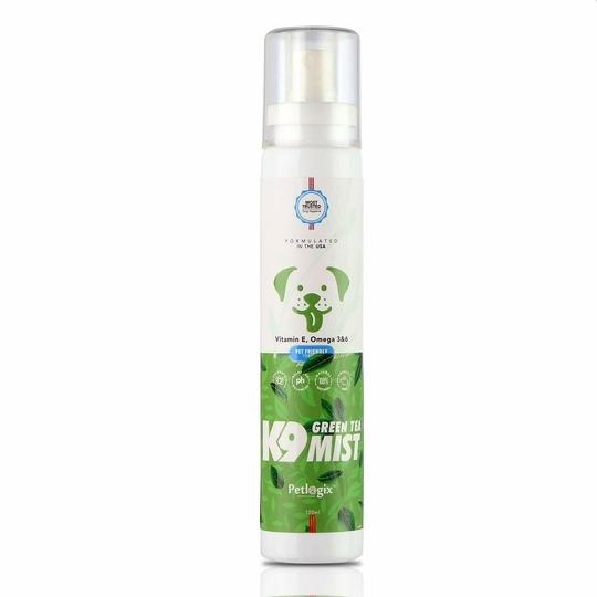 Petlogix Natural K9 Mist Spray for Dogs & Cats, with Green Tea & Coconut Oil Formula, Long-Lasting Odour Control, Coat Freshener & Conditioning Spray for Daily Use, Paraben and SLS Free (120ml)