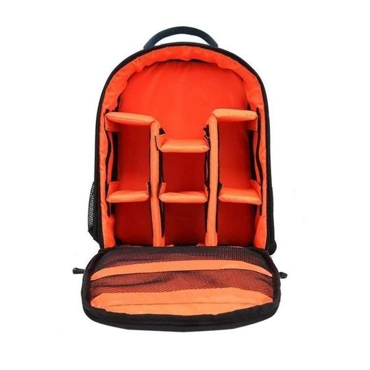 SMILEDRIVE Waterproof DSLR Backpack Camera Bag, Lens Accessories Carry Case for All SLR Cameras (Black and Orange, Made in India)
