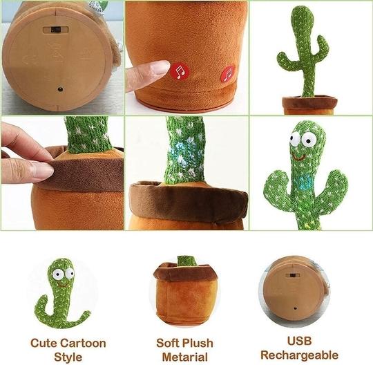 Childgossip 100% New Hot Selling Dancing Cactus Toy Singing Plush Rechargeable& Recording (Multicolor)
