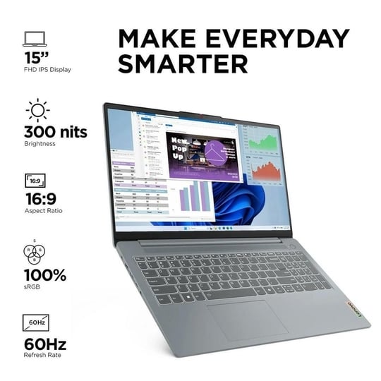 Lenovo IdeaPad Slim 3i 13th Gen Laptop | Intel Core i3-1315U | 8GB RAM | 512GB SSD |15.6" FHD Anti-Glare | Win 11 + MS Office | Thin & Light | 82X700G4IN