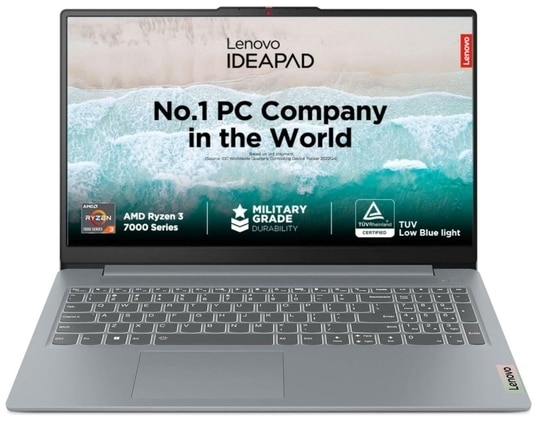 Lenovo Ideapad Slim 3 AMD Ryzen 5 7520U 15.6" (39.6cm) FHD Thin and Light Laptop (16GB/512GB SSD/Windows 11/Microsoft 365 Basic + Office Home 2024/Backlit Keyboard/Grey/1.6Kg), 82XQ00W4IN