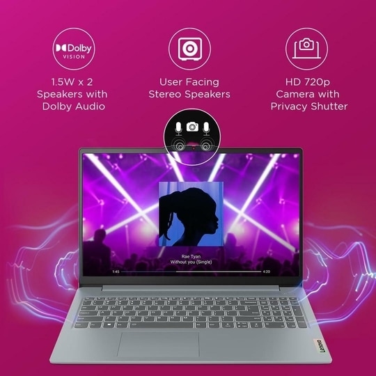 Lenovo Ideapad Slim 3 AMD Ryzen 5 7520U 15.6" (39.6cm) FHD Thin and Light Laptop (16GB/512GB SSD/Windows 11/Microsoft 365 Basic + Office Home 2024/Backlit Keyboard/Grey/1.6Kg), 82XQ00W4IN