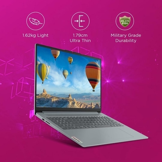 Lenovo Ideapad Slim 3 AMD Ryzen 5 7520U 15.6" (39.6cm) FHD Thin and Light Laptop (16GB/512GB SSD/Windows 11/Microsoft 365 Basic + Office Home 2024/Backlit Keyboard/Grey/1.6Kg), 82XQ00W4IN