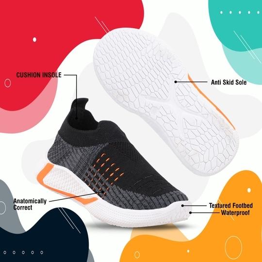 LEVOT FLYNET Walking Shoes Velcro Running Shoes Out door unisex shoes shoes For Boys & Girls(15-20 Months)-BLACK