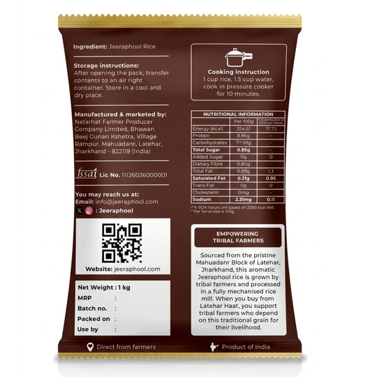 Latehar Haat Jeeraphool Rice | Premium Aromatic Rice | 1kg