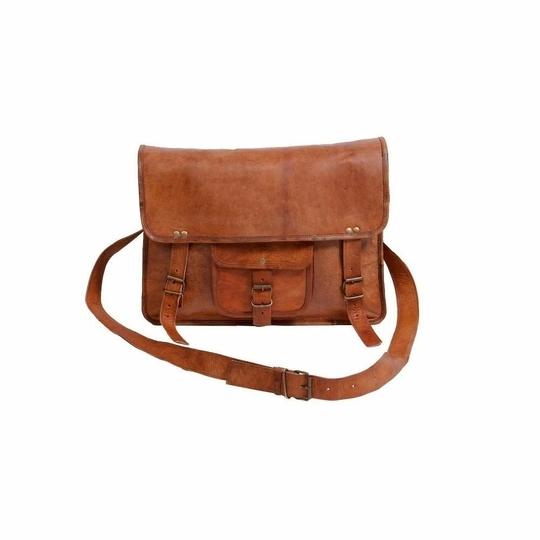 Pranjals House Leather Brown Laptop Messenger Bag