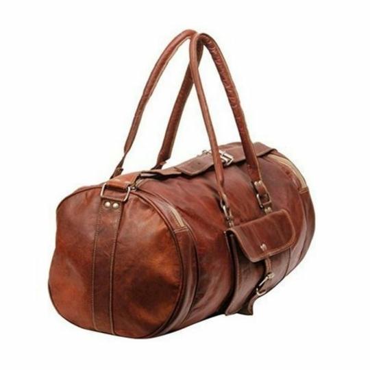 Pranjals House Leather Brown Duffle Bag For Men And Women