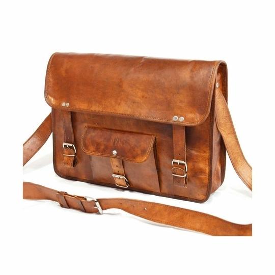 Pranjals House Leather Brown Messenger Bag - 13 Inch
