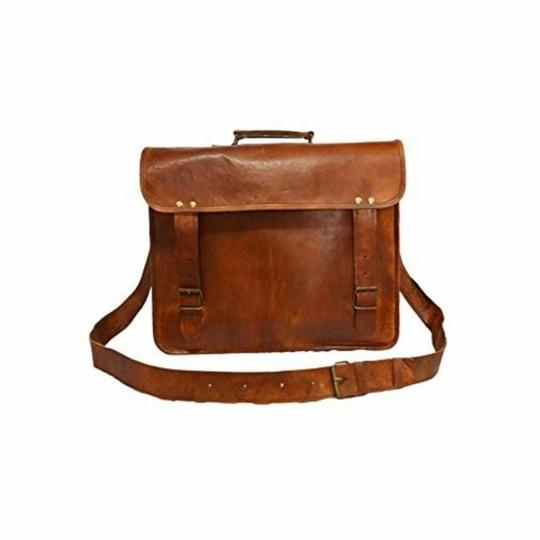 Pranjals House Leather Brown Messenger Bag - 15 Inch