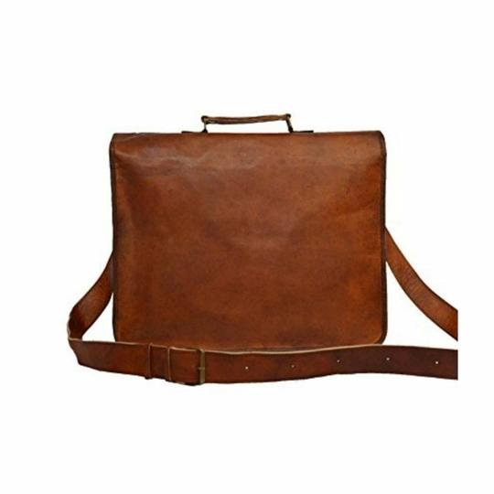 Pranjals House Leather Brown Messenger Bag - 15 Inch