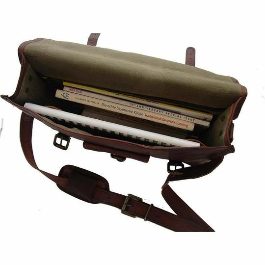 Pranjals House Leather Brown Messenger Bag For Men And Women - 15 Inch