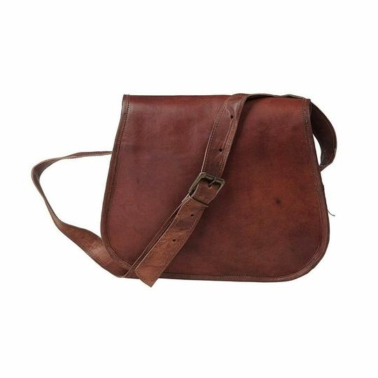 Pranjals House Leather Brown Messenger Bag For Women - 11 Inch