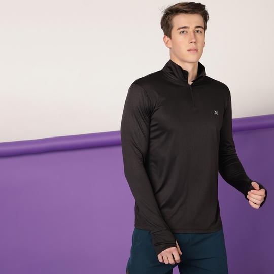 FTX Men Black Solid Polyester Single T-shirt