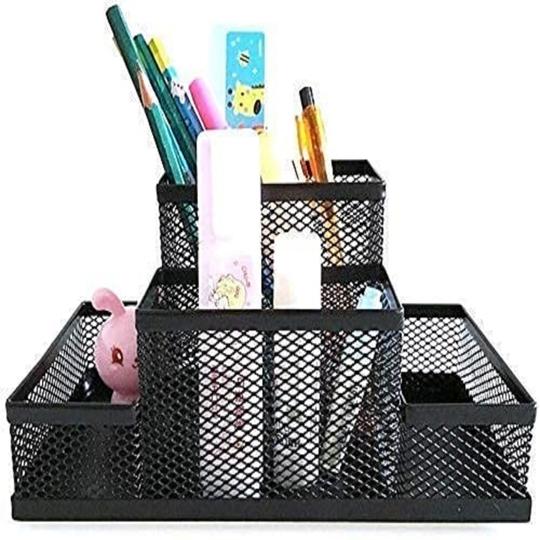 KAKLOTAR BROTHERS 4 Compartment Pen Holder Desk Organizer 4 Section Pen Holder for Office School and Study Table