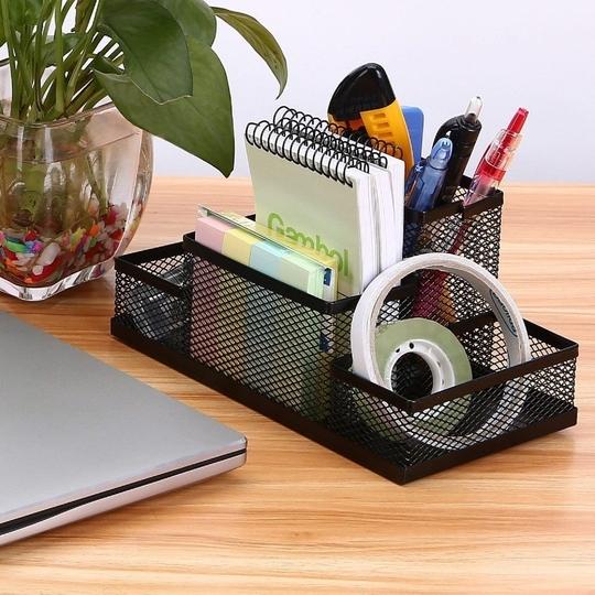 KAKLOTAR BROTHERS 4 Compartment Pen Holder Desk Organizer 4 Section Pen Holder for Office School and Study Table