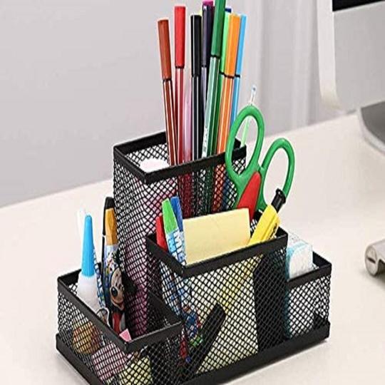 KAKLOTAR BROTHERS 4 Compartment Pen Holder Desk Organizer 4 Section Pen Holder for Office School and Study Table