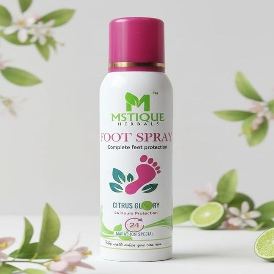 MSTIQUE HERBALS Foot Spray | Natural Herbal Foot Care Spray for Odour Control & Freshness | Anti-Bacterial & Anti-Fungal Formula | Cooling Relief for Smelly Feet, Sweating & Itching | Daily Use Foot Hygiene Spray