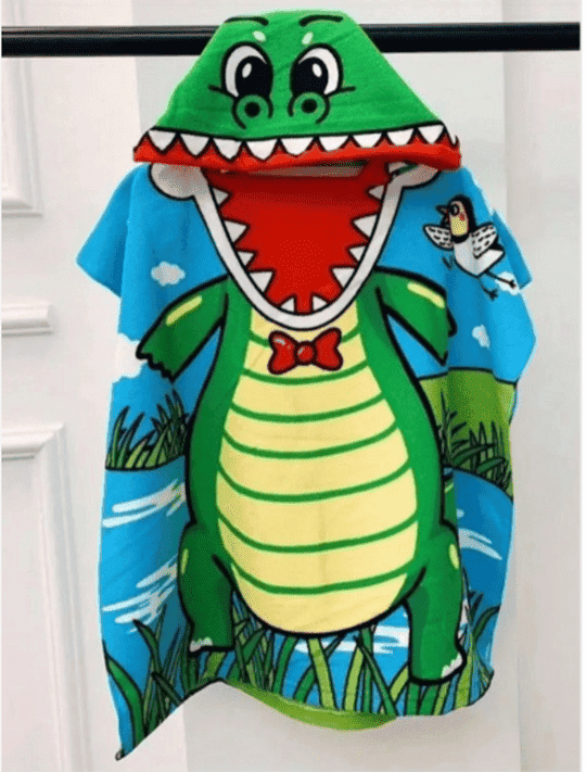 FAMYO Kids' Poncho Towel for Ages 1-7 Years | Hooded Bath & Beach Towel | Soft Cotton with Fun Prints | Quick Dry & Lightweight