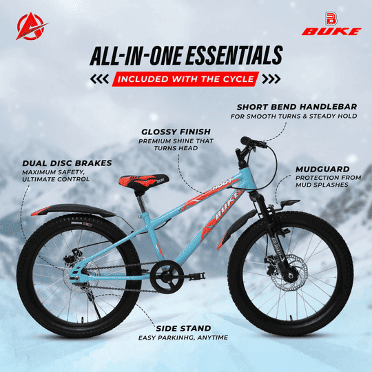 AVON Buke Hoot 20T Bicycle with Front & Rear Disc Brake, Fork Suspension For Boys 20 T (inch) Mountain Cycle (Single Speed, Blue, Rigid)