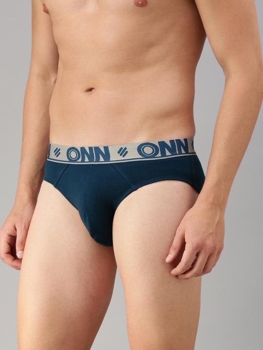 ONN Men Pack Of 3 S Blue Pure Cotton Basic Briefs