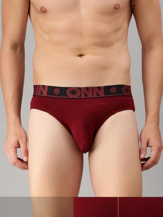 ONN Men Pack Of 3 Wine Pure Cotton Basic Briefs