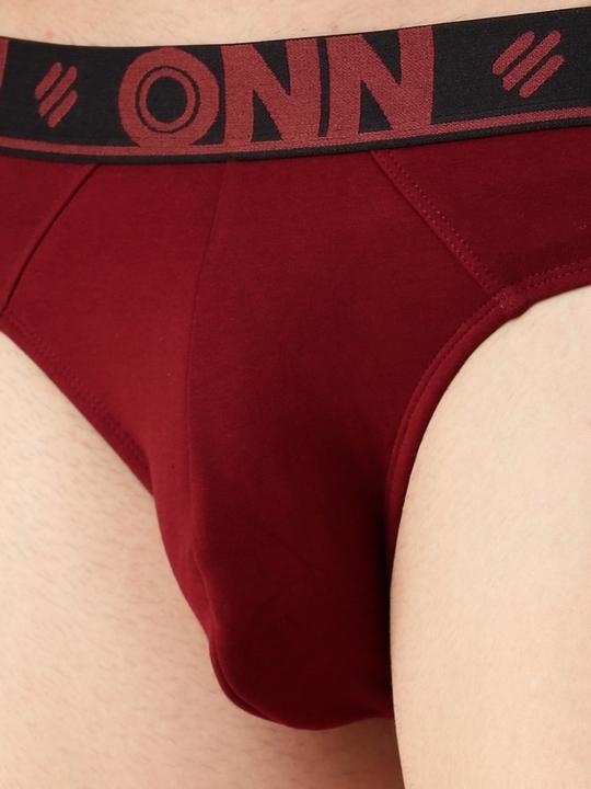ONN Men Pack Of 3 Wine Pure Cotton Basic Briefs