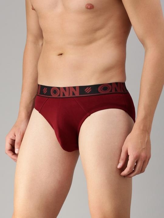 ONN Men Pack Of 3 Wine Pure Cotton Basic Briefs