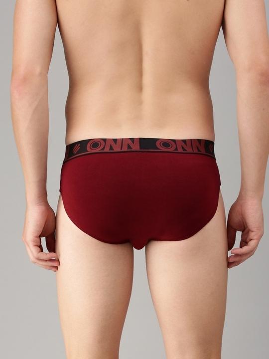 ONN Men Pack Of 3 Wine Pure Cotton Basic Briefs