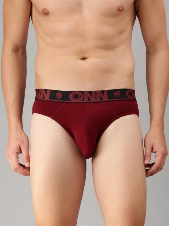 ONN Men Pack Of 3 Wine Pure Cotton Basic Briefs