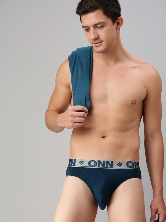 ONN Men Pack Of 3 S Blue Pure Cotton Basic Briefs