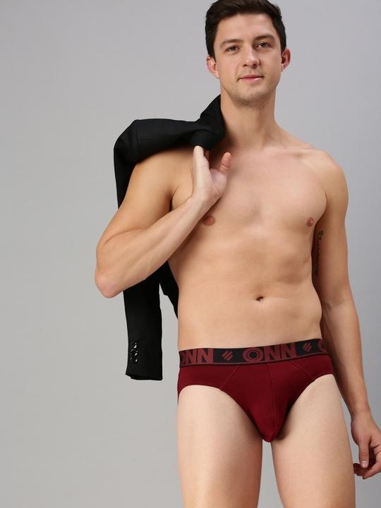 ONN Men Pack Of 3 Wine Pure Cotton Basic Briefs