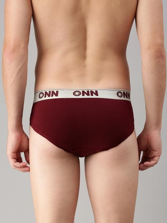 ONN Men Pack Of 2 Maroon Pure Cotton Basic Briefs