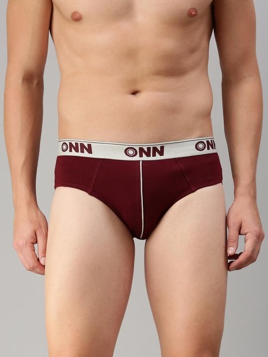 ONN Men Pack Of 2 Maroon Pure Cotton Basic Briefs