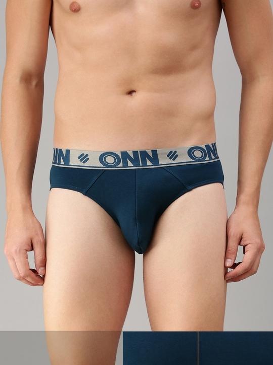 ONN Men Pack Of 3 S Blue Pure Cotton Basic Briefs