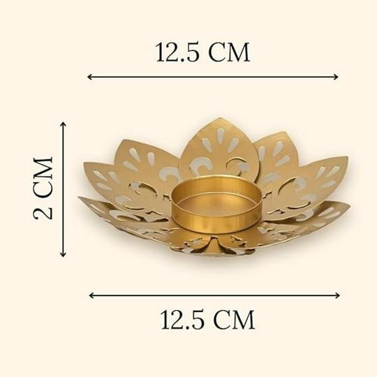 FLAWLESS KARIGARI Tealight Candle Holder Set of 8 | Golden Metal Lotus for Diwali Decoration, Home Decor, Table Centerpiece, Gift Items
