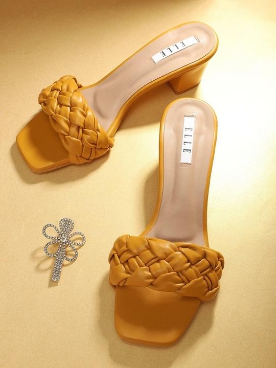 Elle Yellow Block Heels