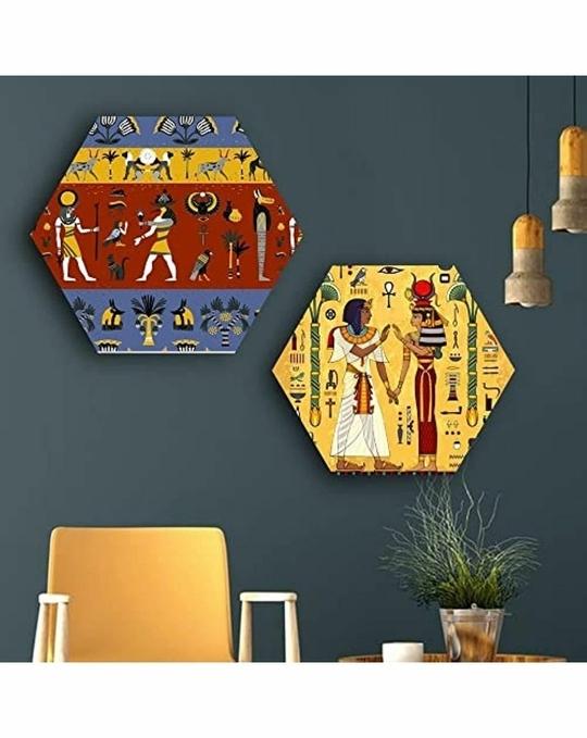 The Artment your artistic apartment Unframed Multicolor Hexagonal Canvas Wall Decor 30 cm